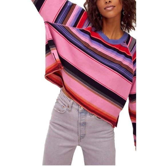 Free People | Baja Striped Long Sleeve T-Shirt small oversized - Picture 4 of 12